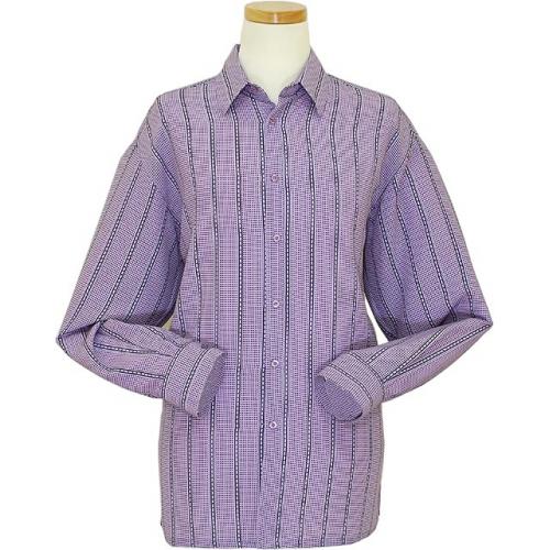 Bassiri Lavender / Purple / Black Geometric Design Micro Fiber Long Sleeves Shirt #4838
